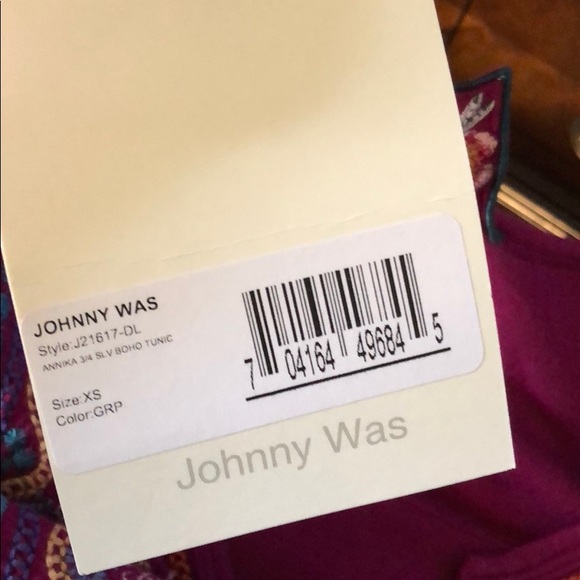 NWT Johnny Was Purple Annika 3/4 Sleeve Tunic XS - Picture 5 of 5
